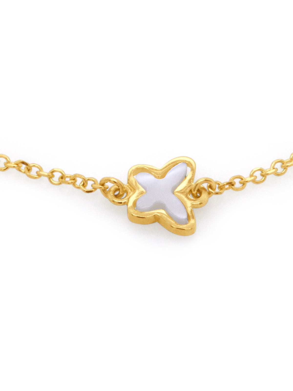 Mother Of Pearl Butterfly Bracelet, 9 Carat Yellow Gold