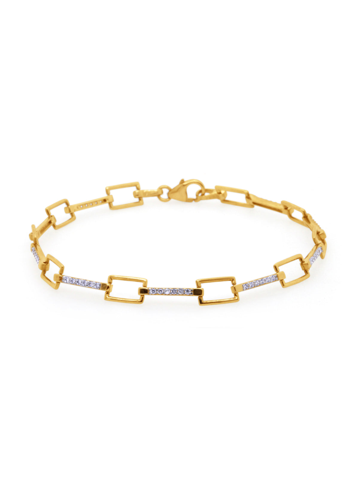 Cubic Zirconia Link Bracelet, 18cm