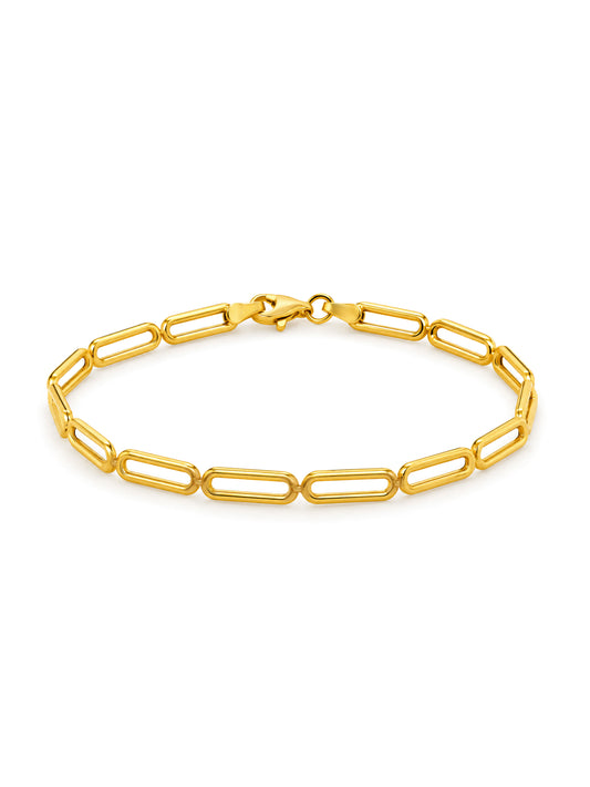 4mm Oblong Open Links Bracelet, 9K Yellow Gold