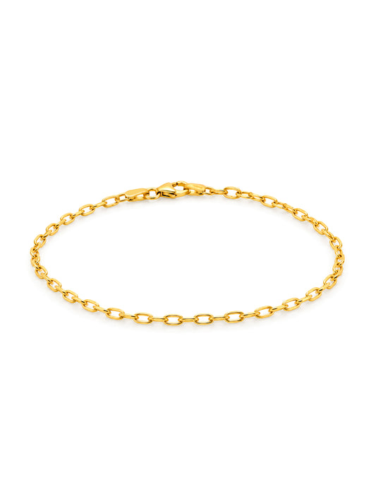 2.3mm Elongated Trace Bracelet, 9K Yellow Gold