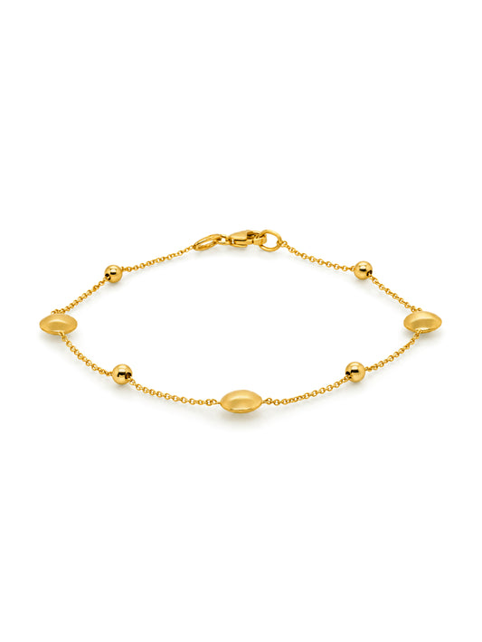 Ball & Disc Trace Bracelet, 9K Yellow Gold