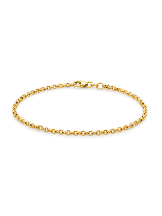 2.5mm Oblong Trace Bracelet, 9K Yellow Gold