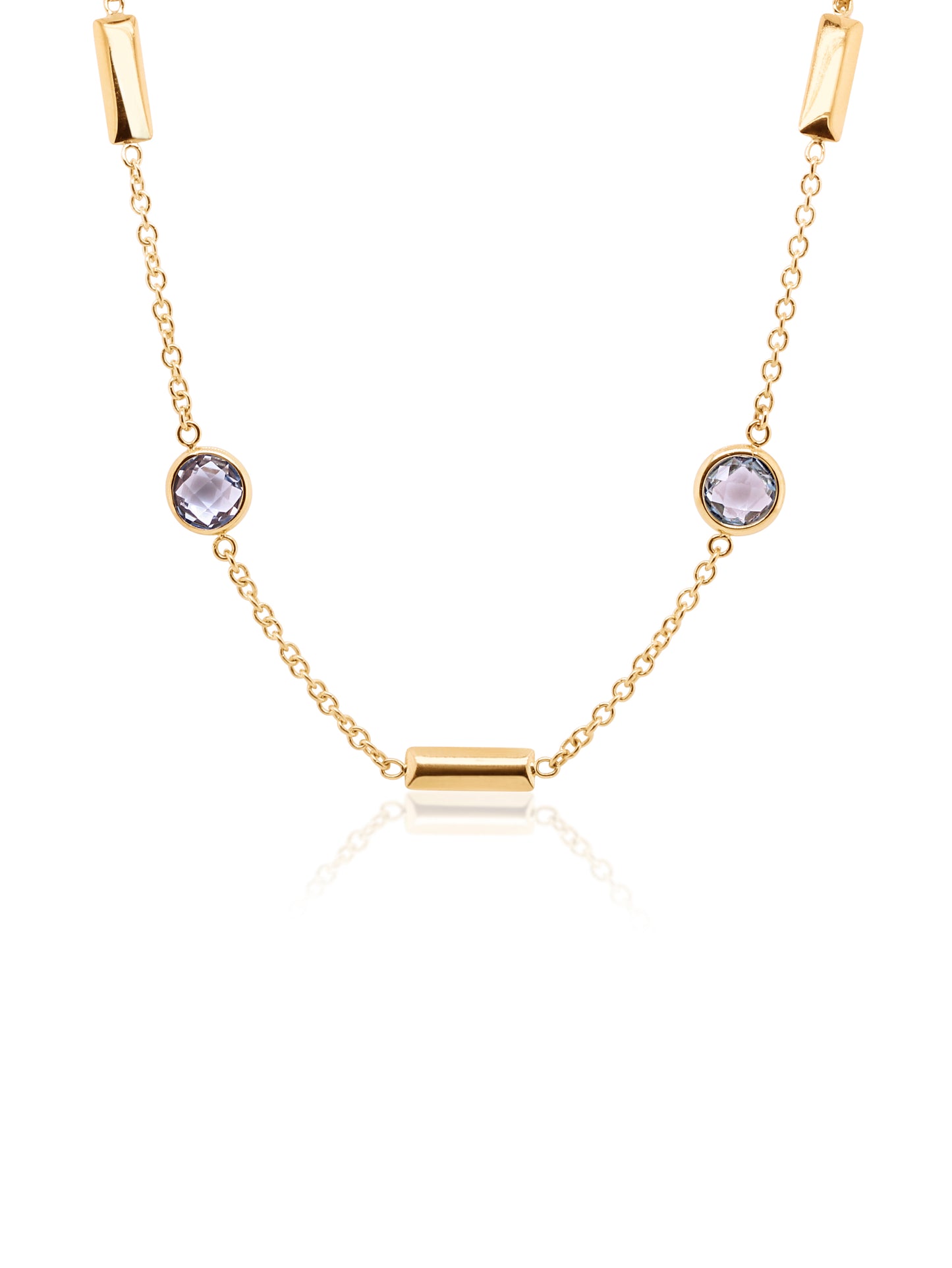 Blue Topaz necklace Yellow Gold, 45cm.