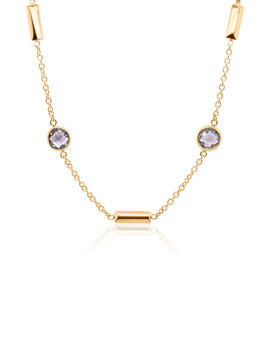 Blue Topaz necklace Yellow Gold, 45cm.