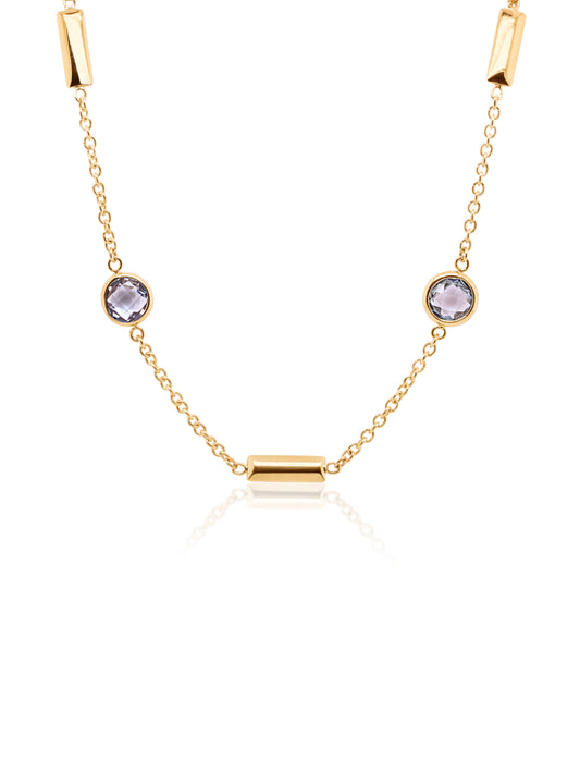 Blue Topaz necklace Yellow Gold, 45cm.