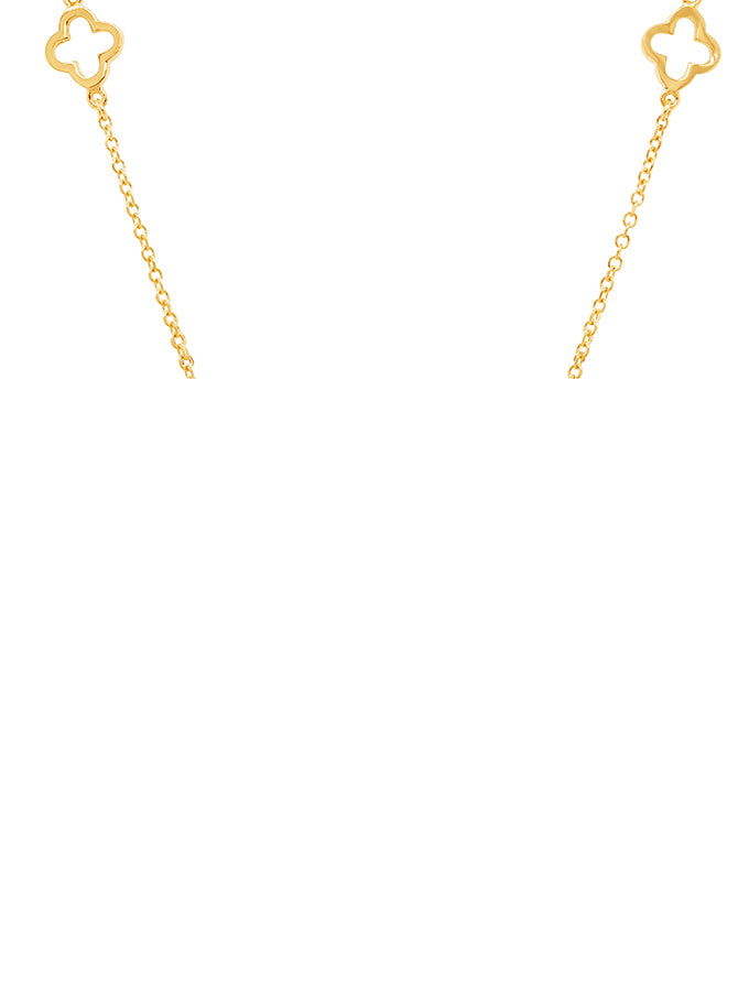 Cut Out Clover & Black Onyx Necklet in 9 Carat Yellow Gold
