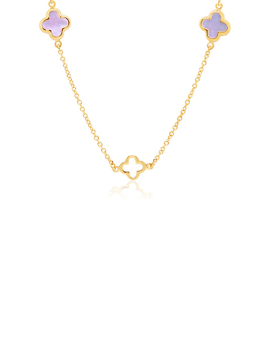 5 Clover MOP Necklet in 9 Carat Yellow Gold