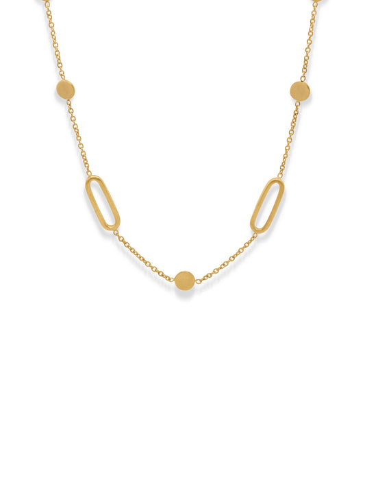 6.6mm Dots & Brushed Links Necklace, 9 Carat Yellow Gold