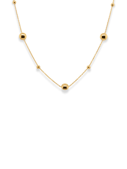 Ball & Disc Trace Link Necklace, 9 Carat Yellow Gold