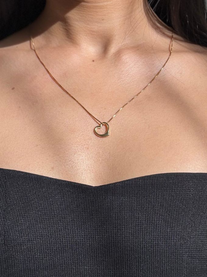 Cute Heart Necklace in 9 Carat Yellow Gold on a 45cm plated chain