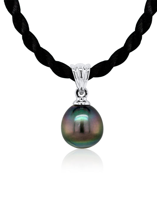 Tahitian Pearl Pendant, Satin Cord