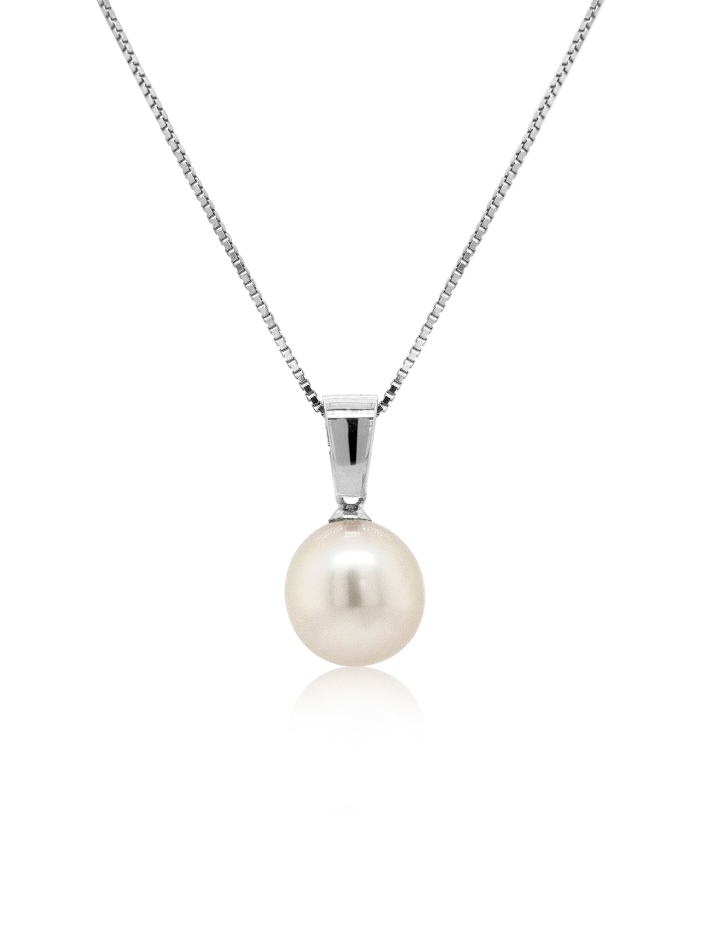 Freshwater Pearl Pendant, 9K White Gold Plain Wedge 12-13mm.