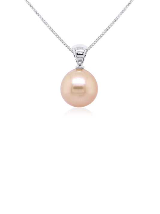 Gold South Sea Pearl drop pendant. 9K White Gold, 13mm.