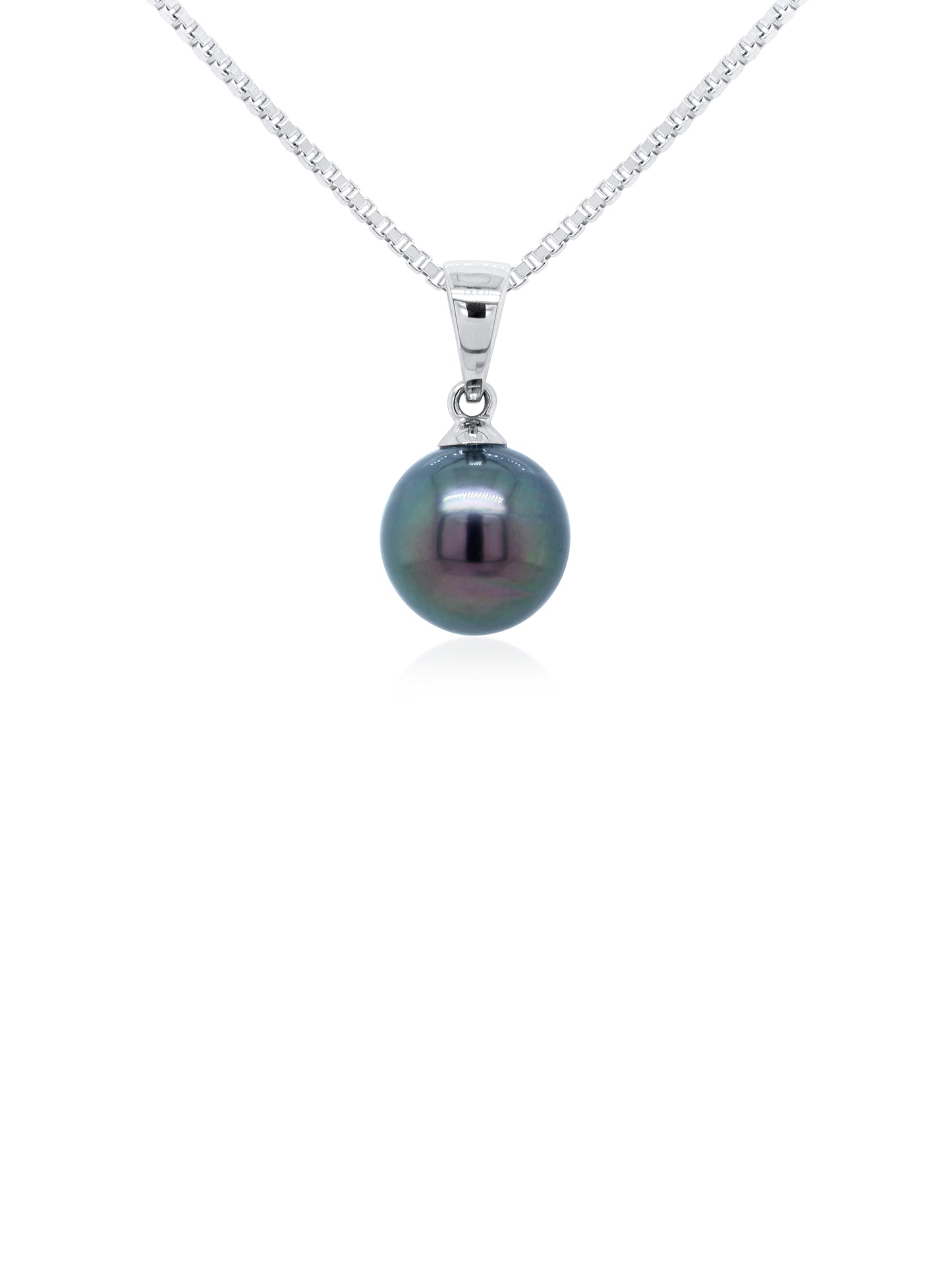 Pendant 9k wg 9mm Tahitian pearl set