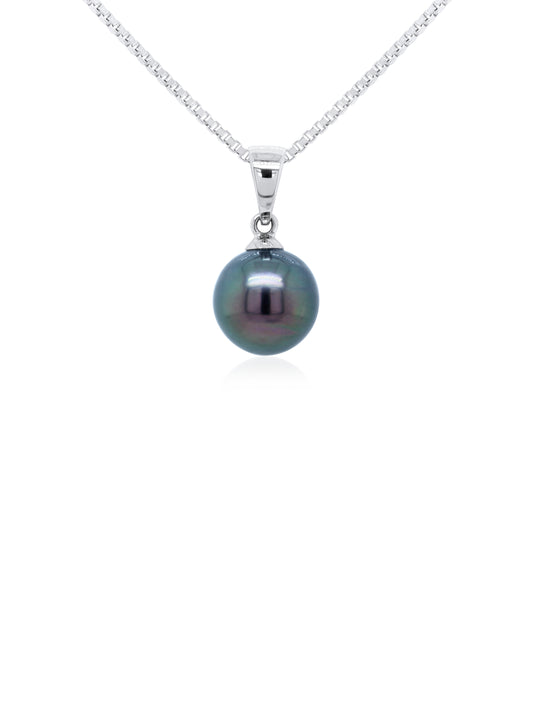 Pendant 9k wg 9mm Tahitian pearl set