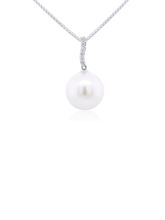 South Sea Pearl & Diamond Pendant, 18K White Gold
