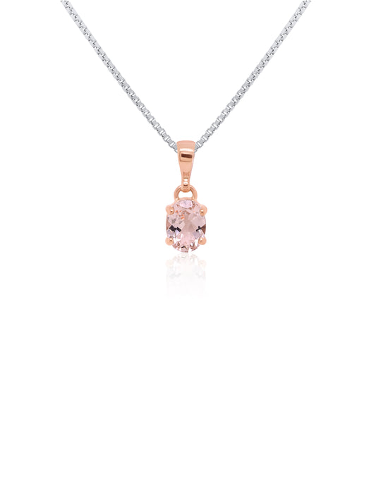 Oval Morganite Pendant, 9K Yellow Gold