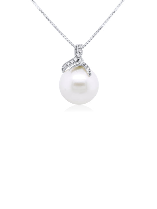 South Sea Pearl & Diamond Pendant, 9K White Gold