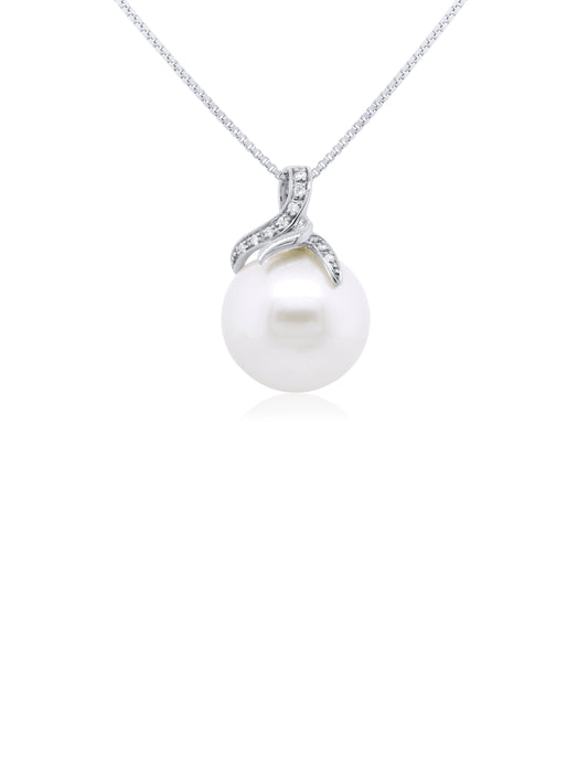 South Sea Pearl & Diamond Pendant, 9K White Gold