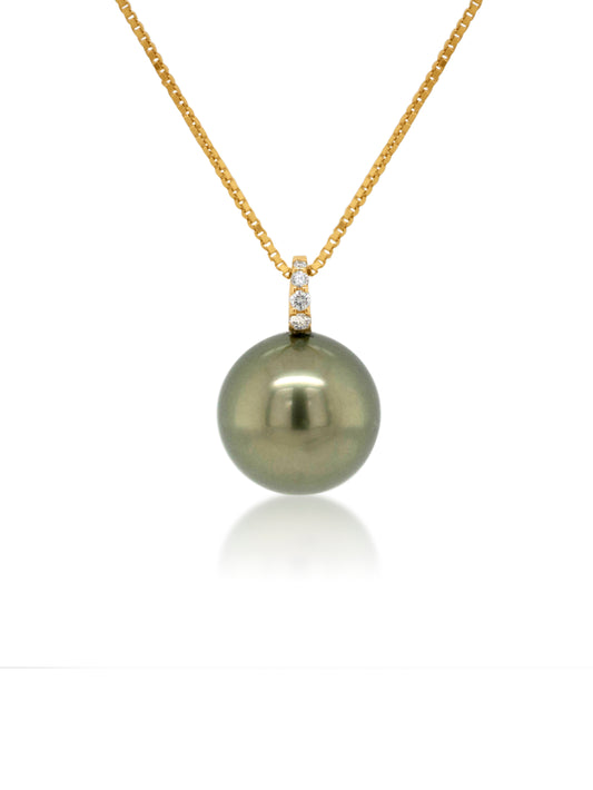 Tahitian Pearl Slider Pendant, 9 Carat Yellow Gold