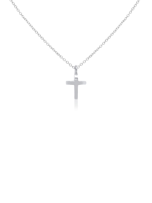 Cross Pendant Small, 9K White Gold