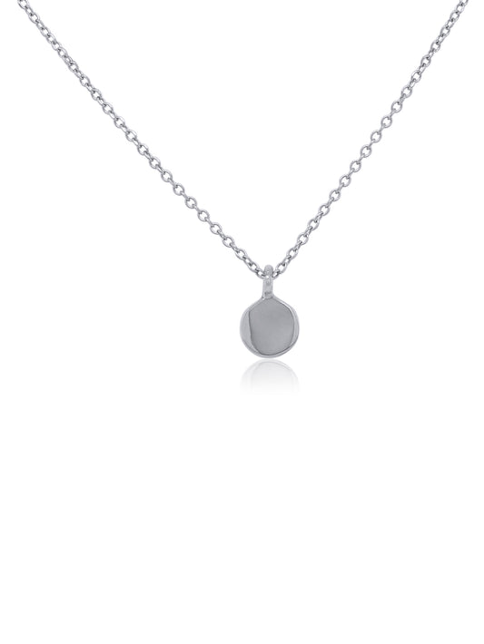 Polished Disc Pendant and 40cm chain in 9 Carat White Gold
