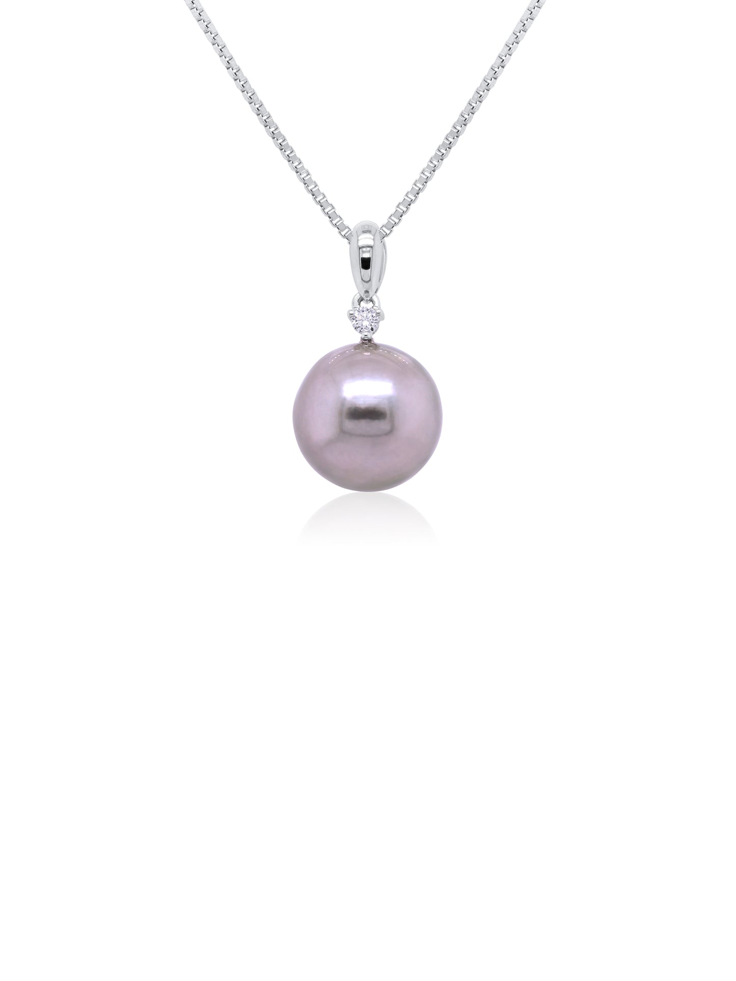 Tahitian Pearl & Diamond Pendant, 9K White Gold