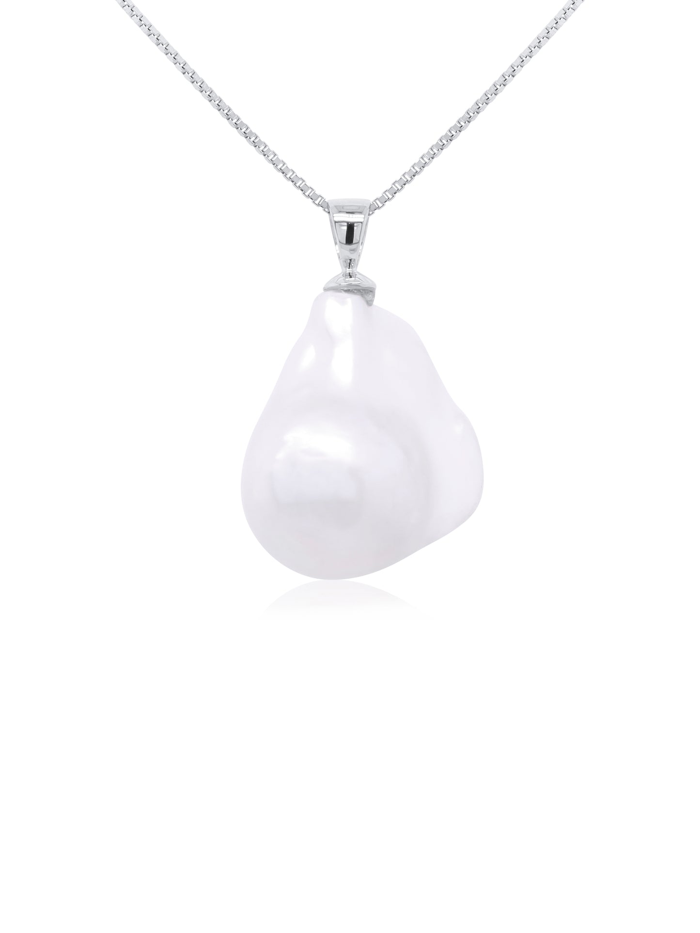 Freshwater Pearl Wedge Pendant 14-23mm in 9 Carat White Gold
