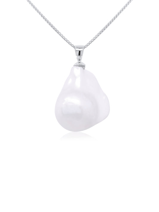 Freshwater Pearl Wedge Pendant 14-23mm in 9 Carat White Gold