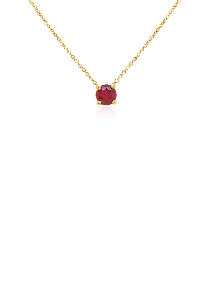 Natural Ruby Slider Pendant 1.10ct 6mm Round, 18K Yellow Gold 39-45cm