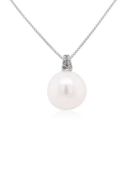 South Sea Pearl & Diamond Pendant, 9K White Gold