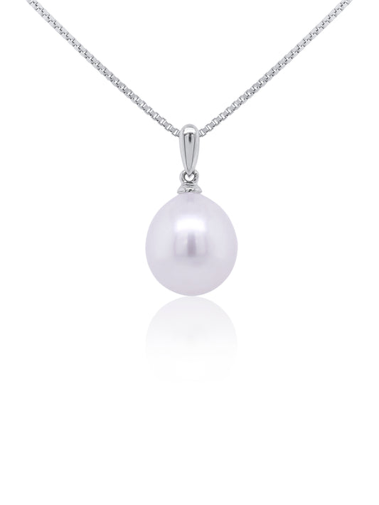 South Sea Pearl Drop Pendant in 9 Carat White Gold