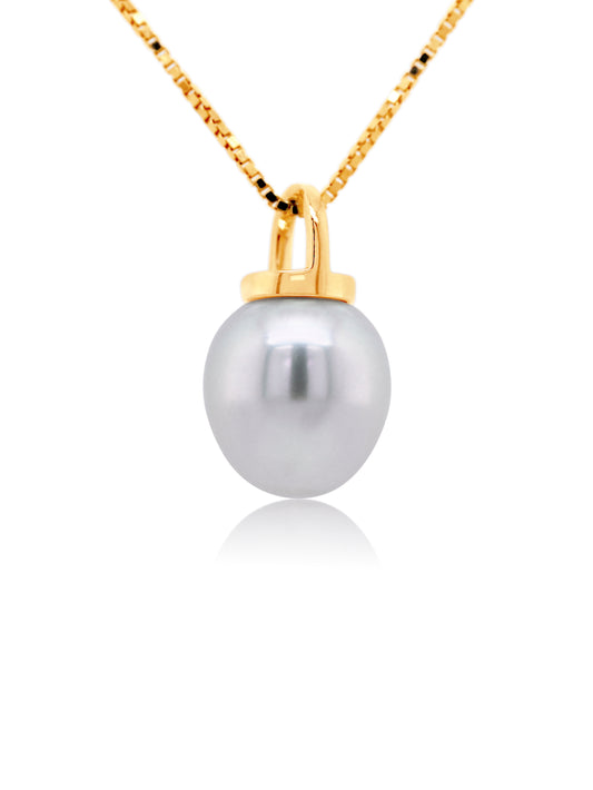 South Sea Top Hat Pearl Drop Pendant in 9 Carat Yellow Gold