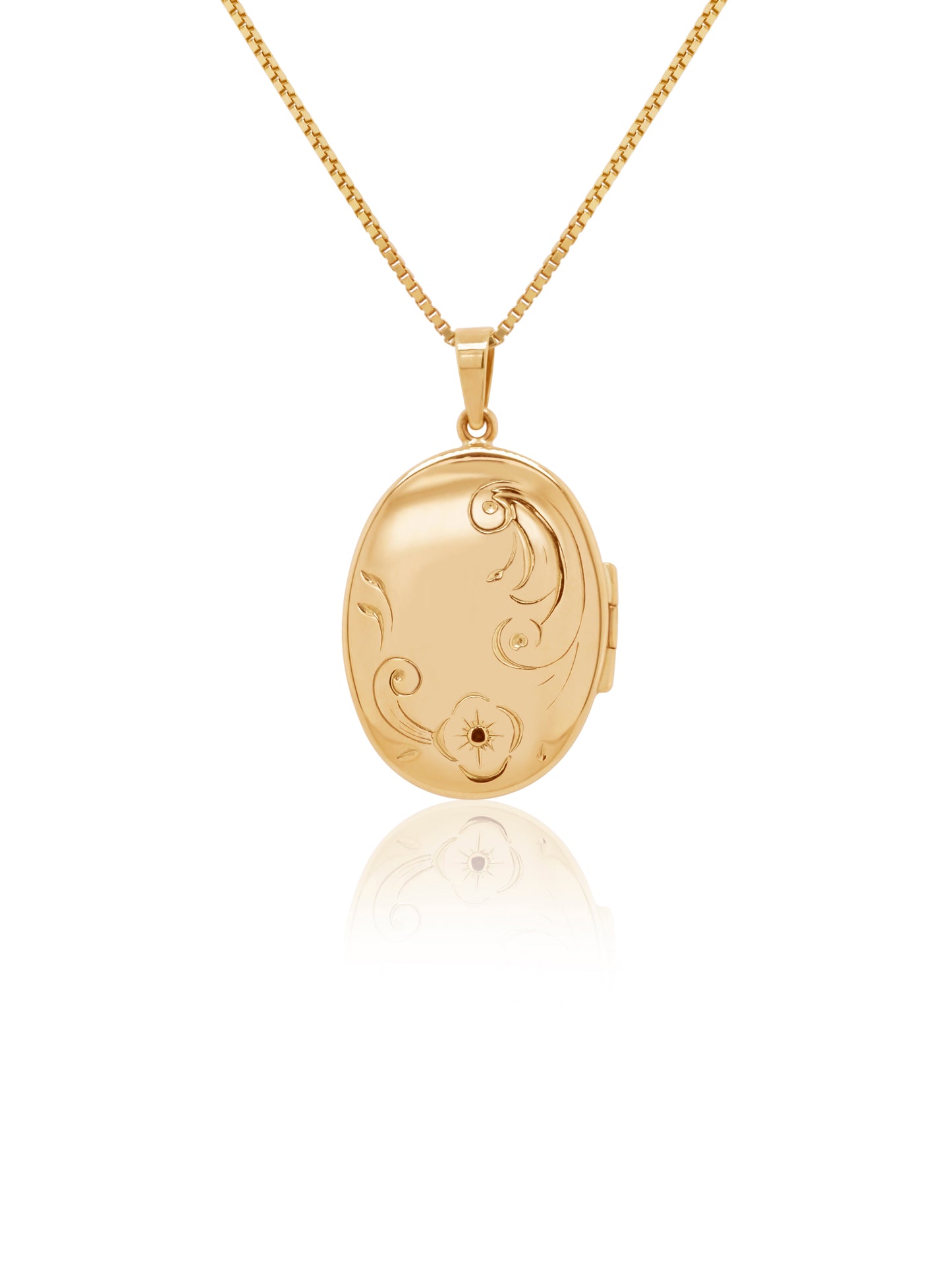 Locket Pattern Oval 22x16.5mm, 9K Yellow Gold