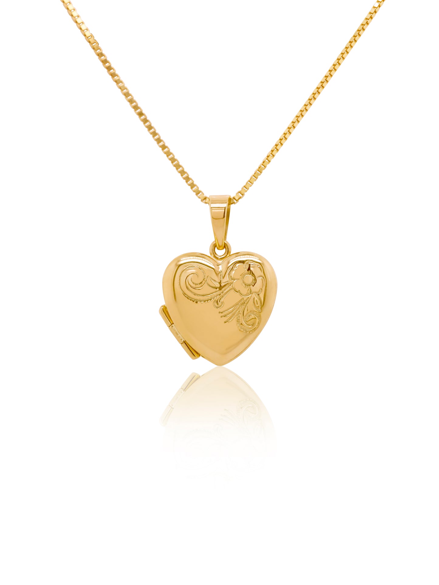 Heart Locket Pattern 13x13mm, 9K Yellow Gold
