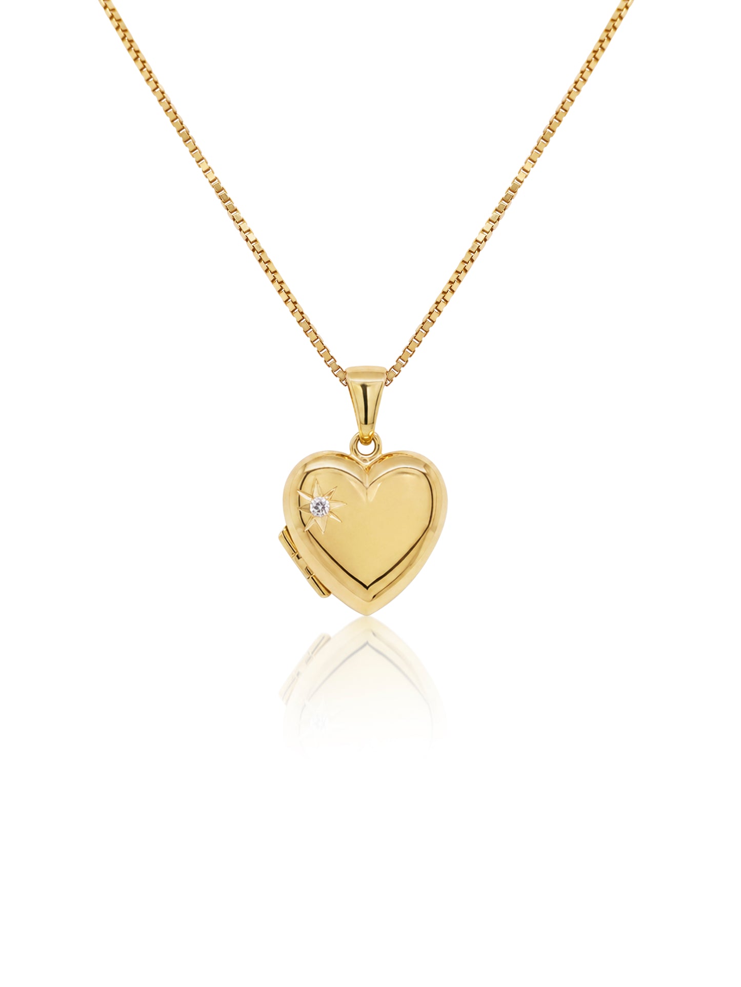 Locket Diamond Heart 13x13mm, 9K Yellow Gold
