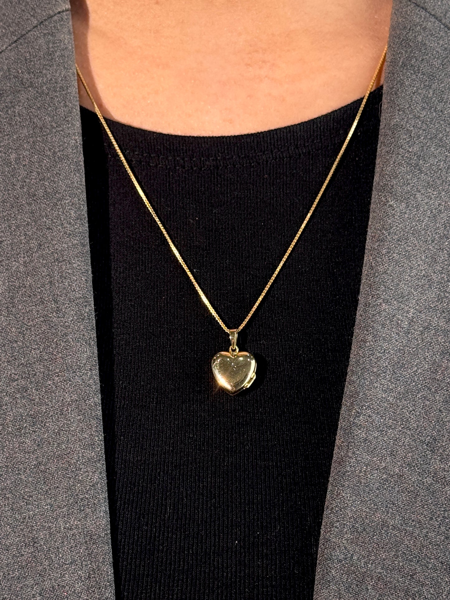 Heart Locket Plain 13x13mm, 9K Yellow Gold