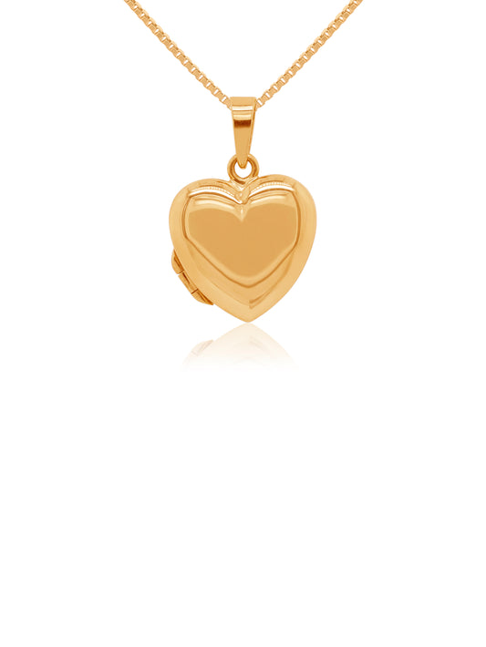Heart Locket Plain 13x13mm, 9K Yellow Gold