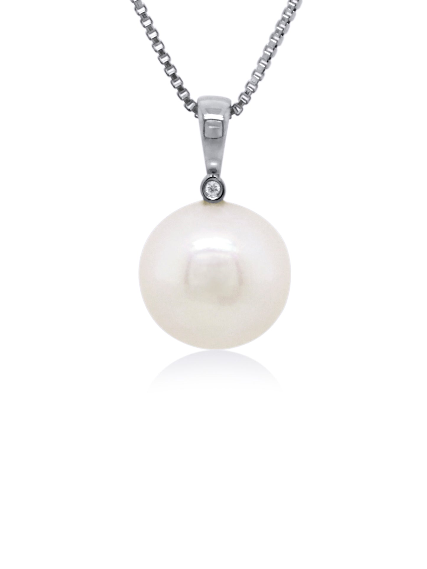 Freshwater Pearl & Diamond Pendant, 9K White Gold