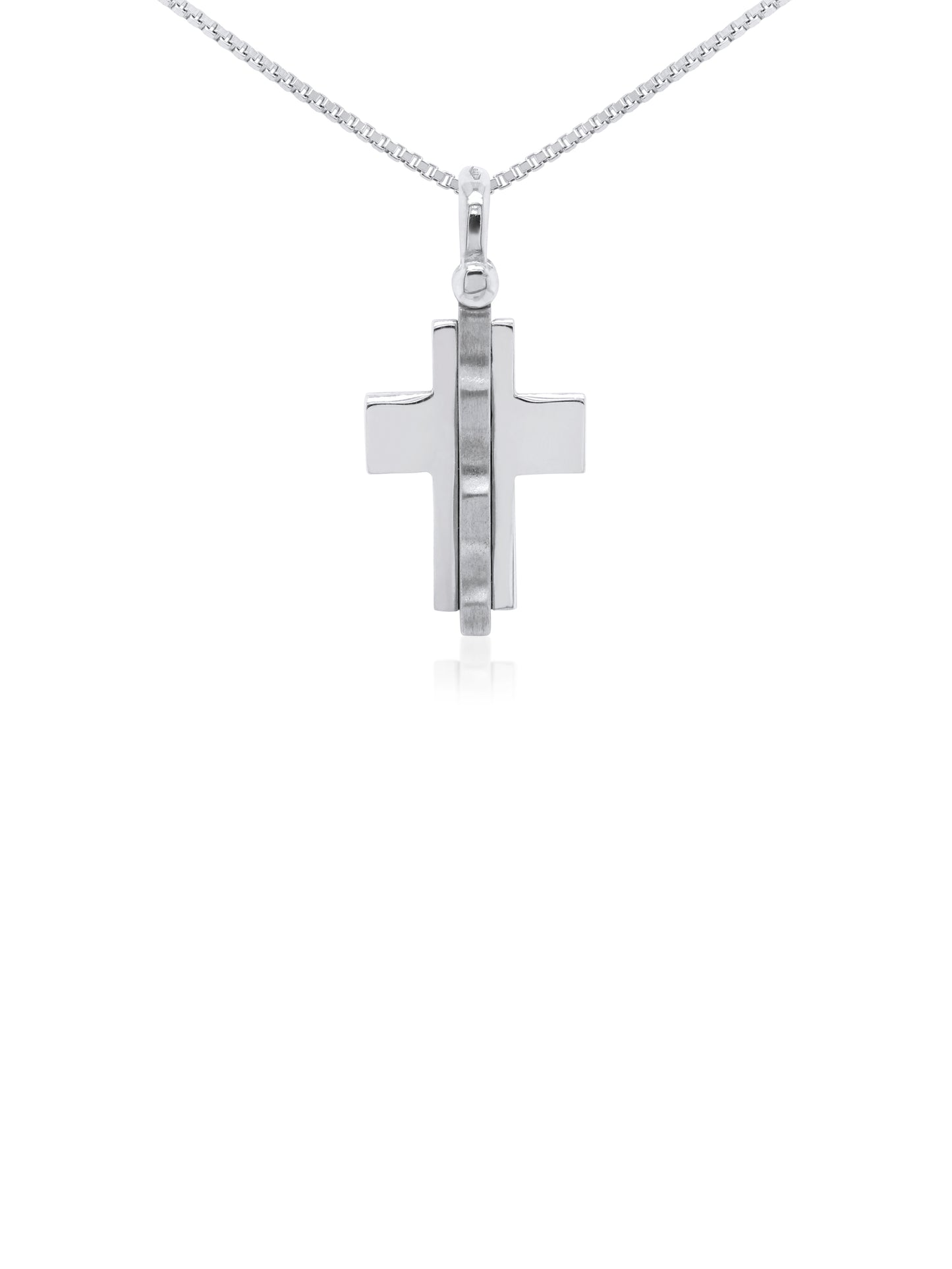 Cross Pendant, Satin Finish, 9K white gold.