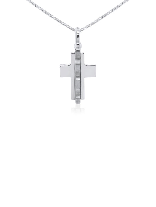 Cross Pendant, Satin Finish, 9K white gold.