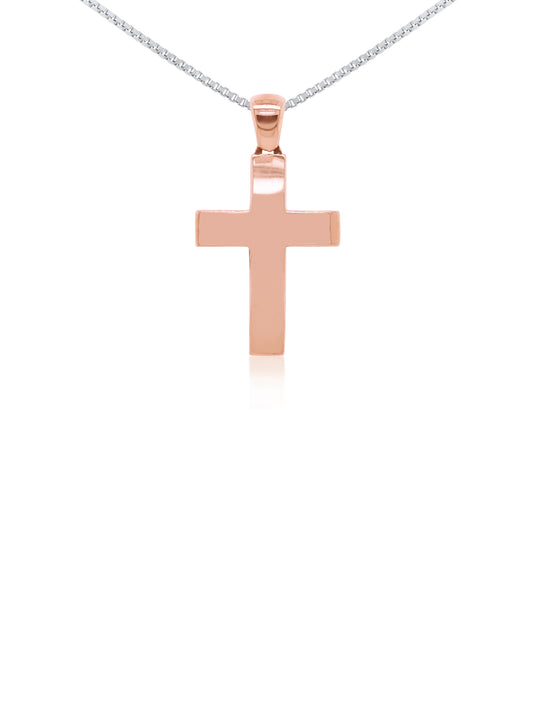 Cross 9K Plain, 9K Rose Gold, Plated Chain
