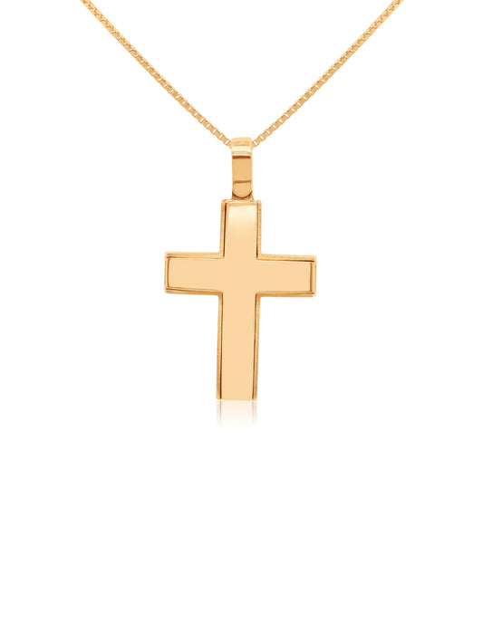 Glossy-Finish Cross, 9K Yellow Gold