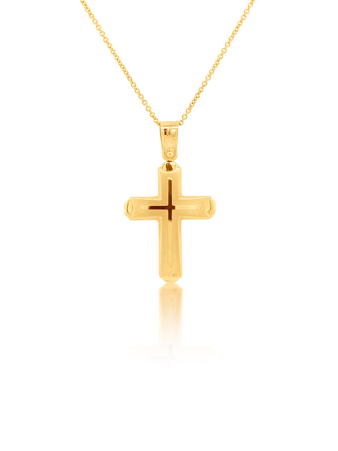Rounded Italian Cross, 9 Carat Yellow Gold