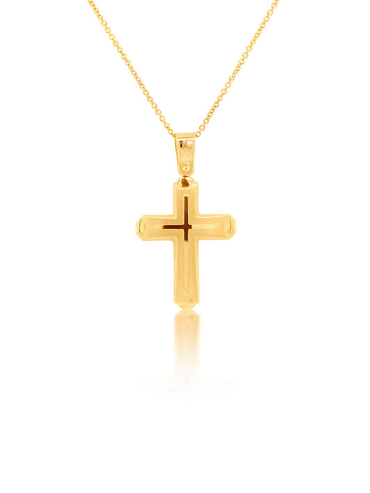Rounded Italian Cross, 9 Carat Yellow Gold