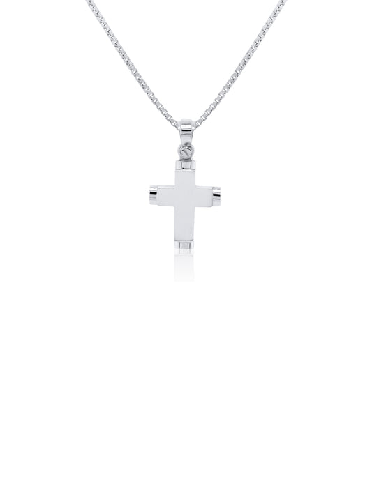 Cross Fancy Small Square, 9K White Gold