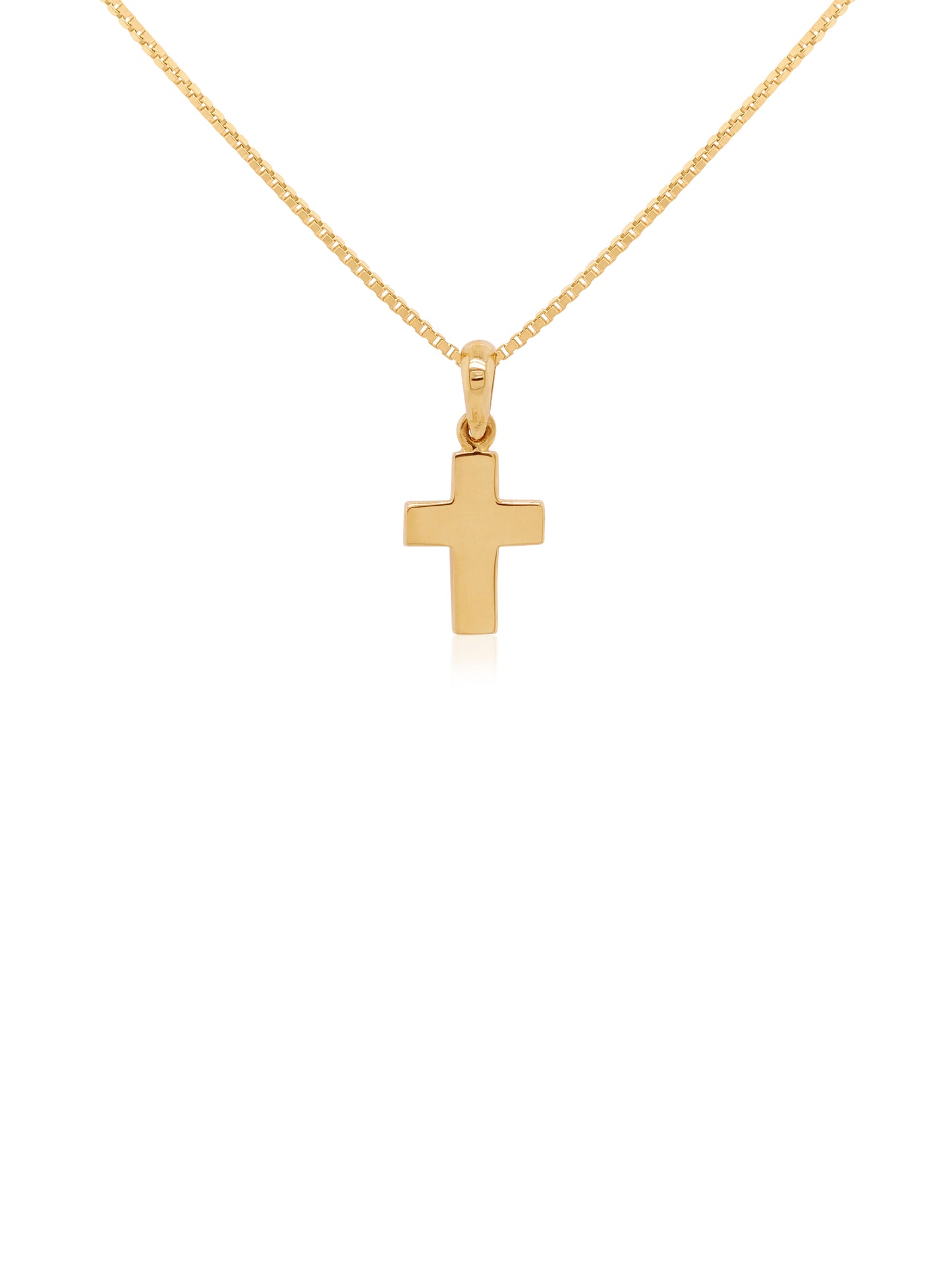 Flat Cross Plain Square, 18K Yellow Gold