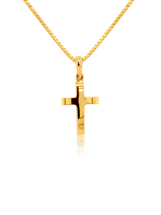 Small Plain Cross, 18K Yellow Gold
