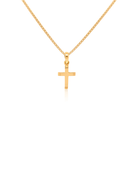 Plain Cross Mitre Edge, 18K Yellow Gold