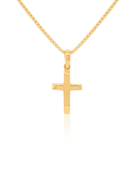 Small Plain Cross, 18K Yellow Gold